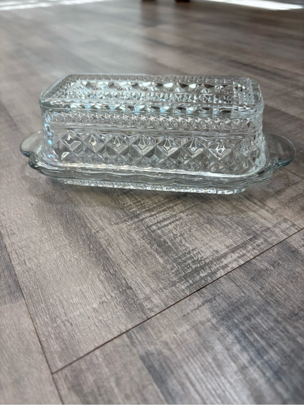 Anchor Hocking Wexford Clear Glass Butter Dish with Lid 7 7/8 Inches